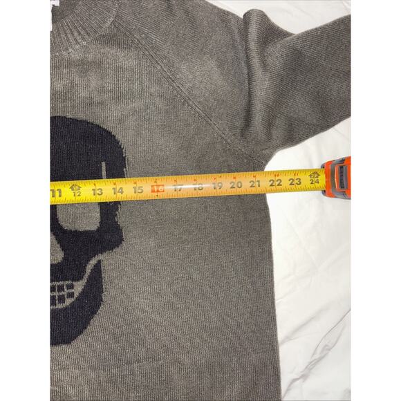 Sweet Romeo Skull Sweater Womens Medium Olive Green w/Black Skull Emo Mallgoth - Picture 4 of 6